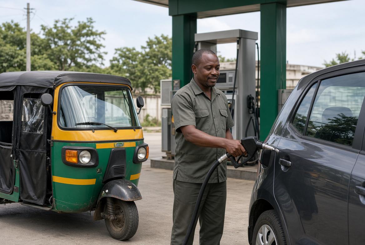 Staff serving a vehicle